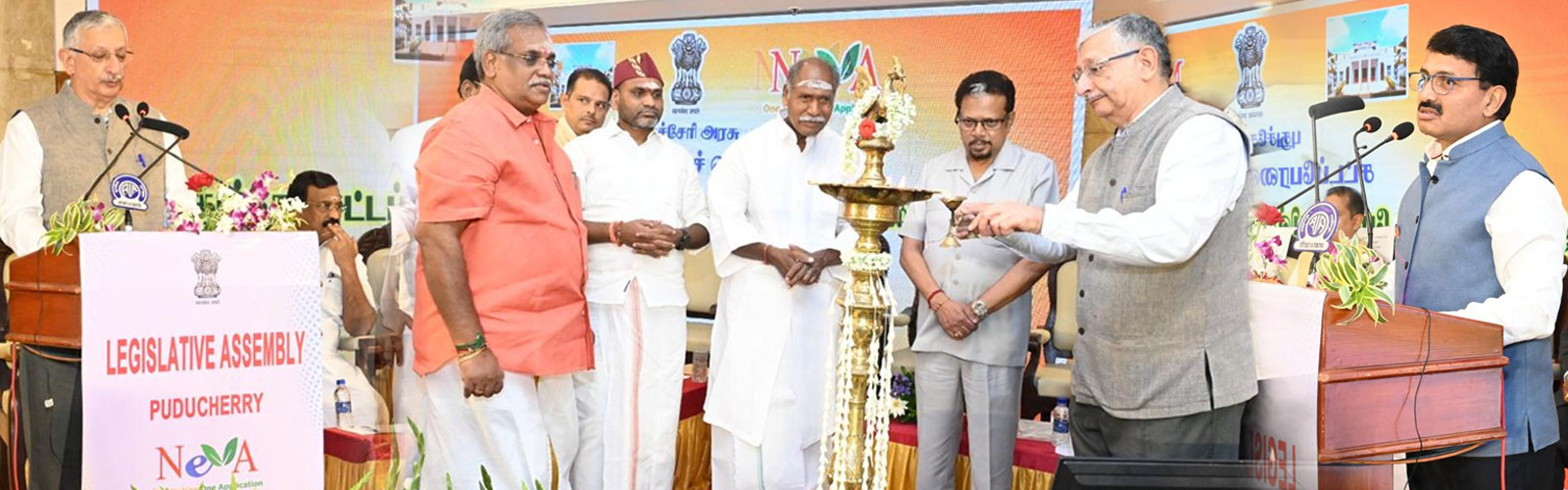 Shri Umang Narula, Secretary, MoPA, graced the inauguration of #NeVA on 09 June 2025 at the Puducherry Legislative Assembly and reaffirmed the Ministry’s commitment to digital legislative reforms while addressing the dignitaries. Dr. Satya Prakash, Additional Secretary, Ministry of Parliamentary Affairs and Mission Leader of NeVA, delivered an insightful presentation on the vision, mission, and benefits of NeVA for all stakeholders. 